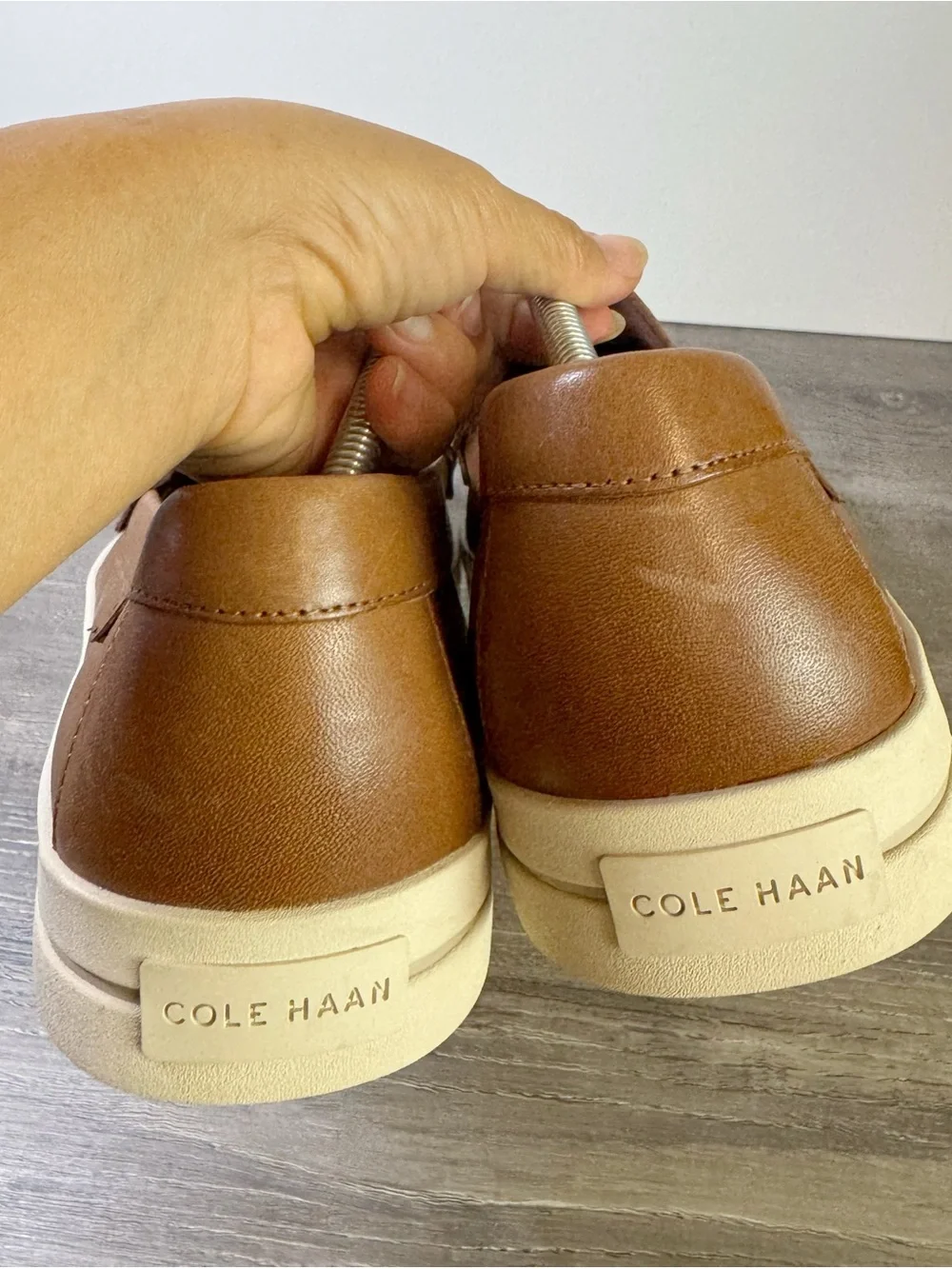 Cole Haan Pinch Long Weekender Penny Loafers British Tan size 13 IMMACULATE